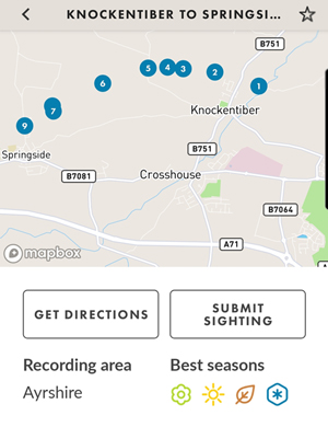 Where to Watch Birds in Scotland - SOC's free mobile app - Knockentiber to Springside disused railway line