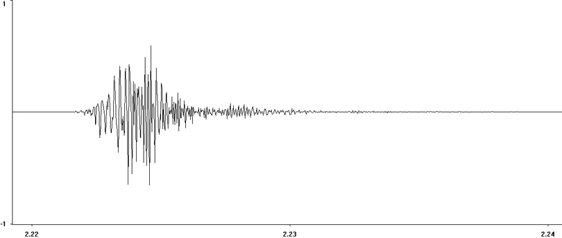 Oscillogram of Large Marsh Grasshopper stridulation