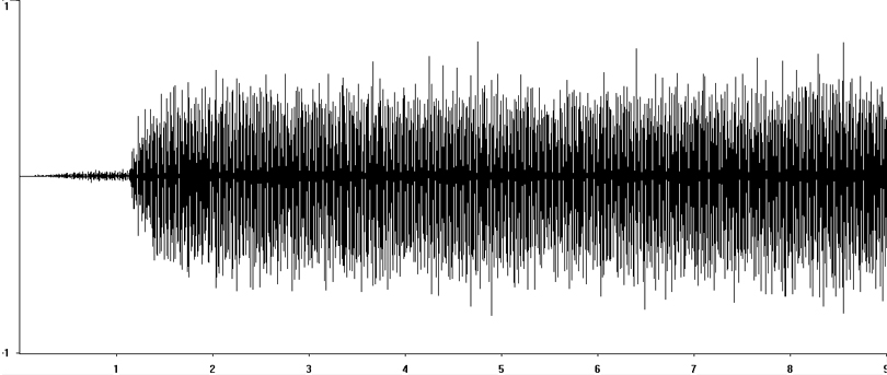 Oscillogram of Long-winged Cone-head stridulation