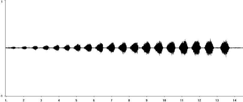 Oscillogram of Mottled Grasshopper stridulation