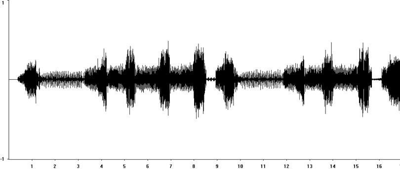 Oscillogram of Lesser Marsh Grasshopper courtship stridulation